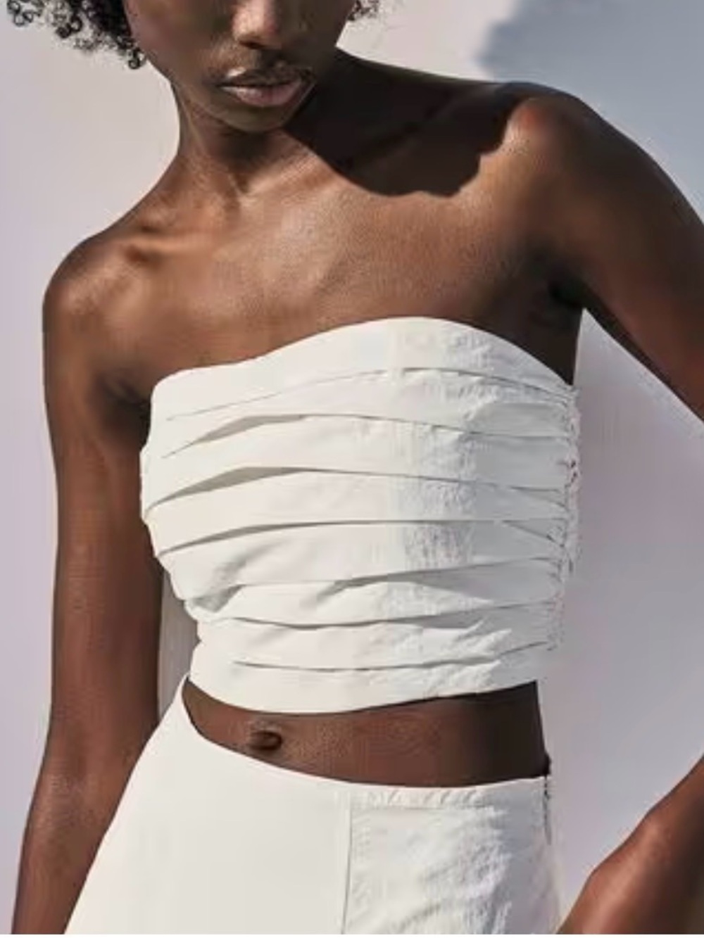 Abercrombie & Fitch Cream Smocked Bandeau Top